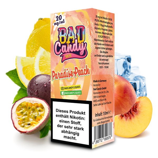 Paradise Peach Nikotinsalz Liquid Bad Candy Geschmack