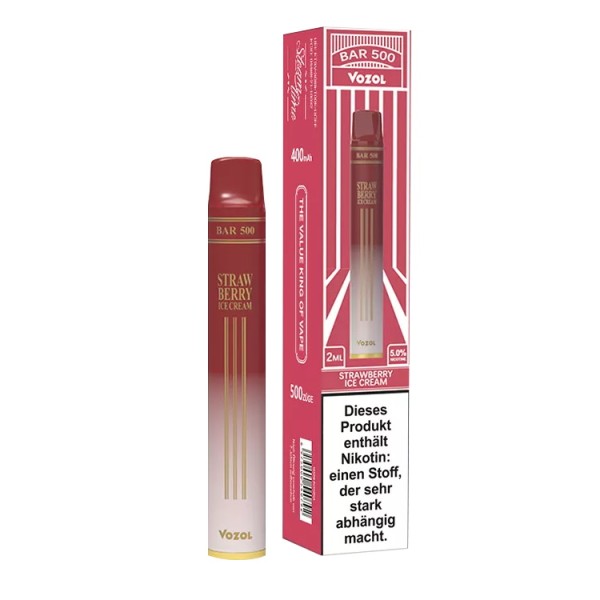 Vozol Bar 500 Disposable Einweg E-Zigarette Strawberry Ice Cream