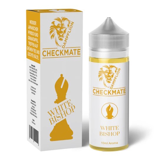 White Bishop Aroma Checkmate Dampflion Verpackung Flasche