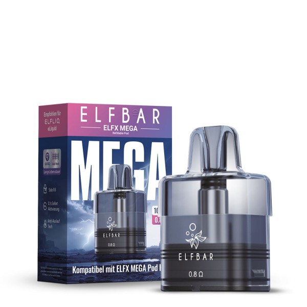 Elfbar ELFX Mega E-Zigarette Pod Ersatzpod 0,8 Ohm 10 ml Verpackung