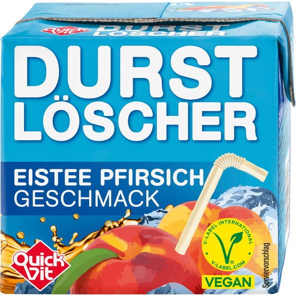 QuickVit Durstlöscher Trinkpäckchen Eistee Pfirsich