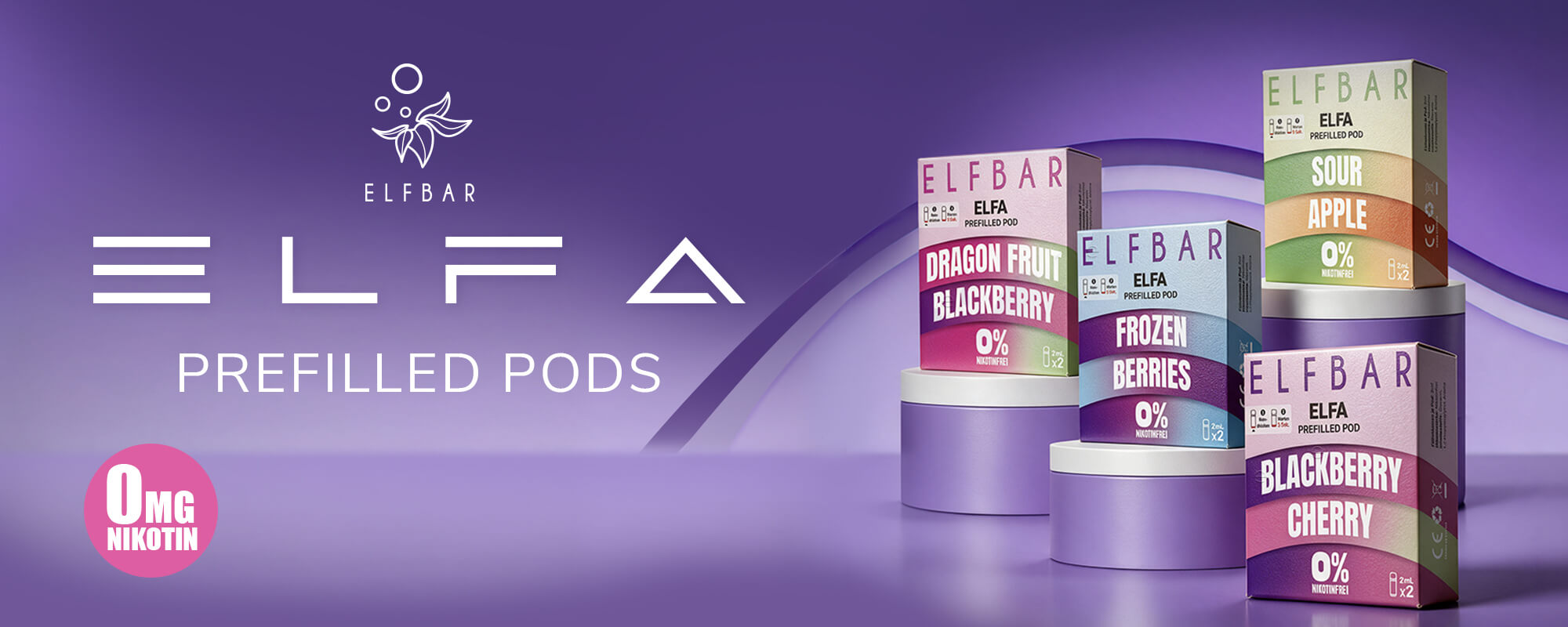 Neue Elfbar ELFA Pods ohne Nikotin Vier neue nikotinfreie Elfbar ELFA Pods mit 0 mg