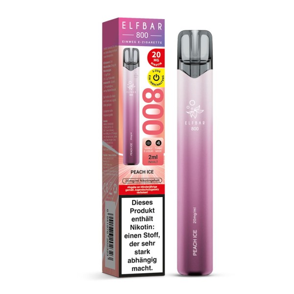 Elf Bar 800 Vape Einweg E-Zigarette Peach Ice Verpackung