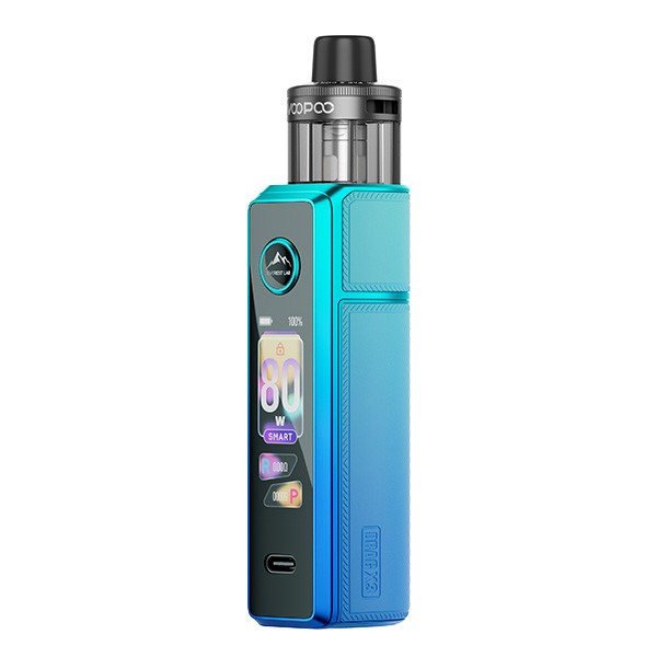 Voopoo Drag X3 E-Zigarette Sky Blue Beispiel Display
