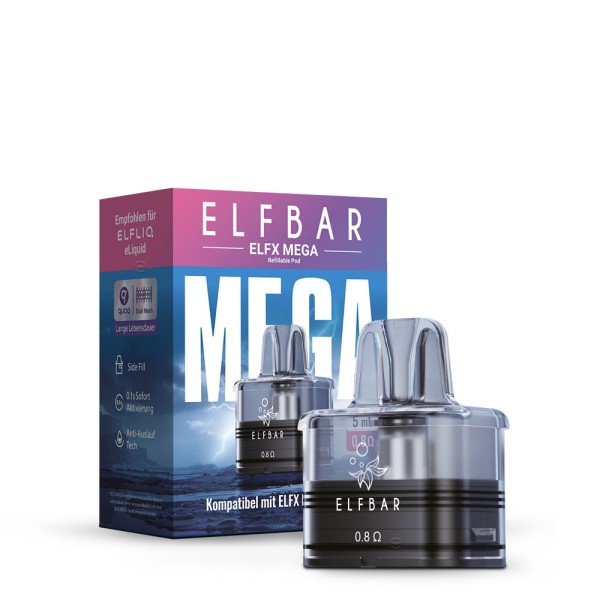 Elfbar ELFX Mega E-Zigarette Pod Ersatzpod 0,8 Ohm 5 ml Verpackung