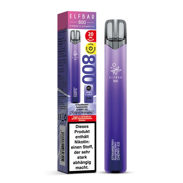 Elf Bar 800 Vape Einweg E-Zigarette Strawberry Raspberry Cherry Ice Verpackung