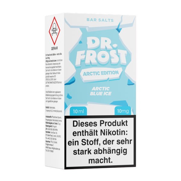 Blue Ice Nikotinsalz Liquid Dr. Frost Arctic Edition 10 mg/ml Verpackung