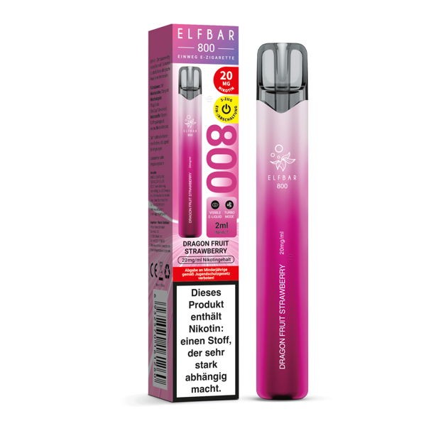 Elf Bar 800 Vape Einweg E-Zigarette Dragonfruit Strawberry Verpackung