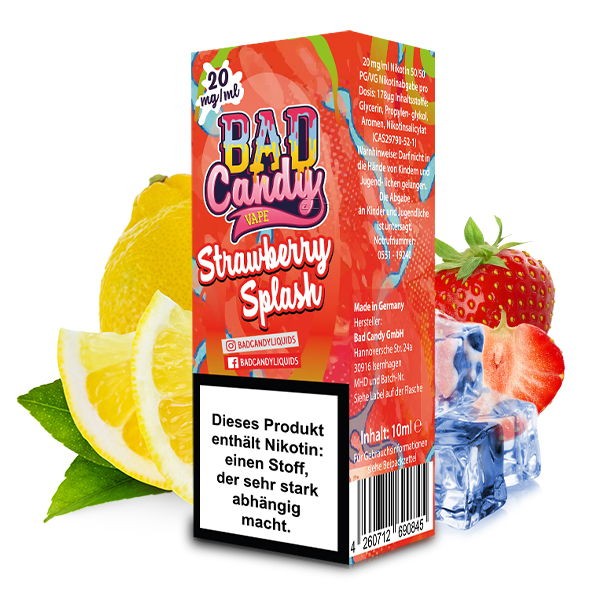 Strawberry Splash Nikotinsalz Liquid Bad Candy Geschmack