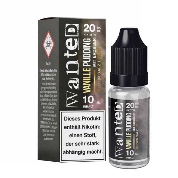 Vanillepudding mit Erdbeer Nikotinsalz Liquid Wanted 20 mg/ml