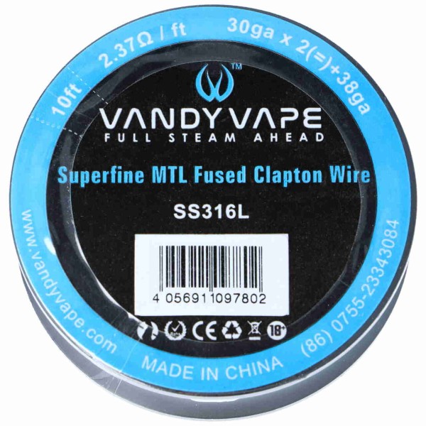 Vandy Vape Superfine MTL Fused Clapton Draht 30gax2+38ga