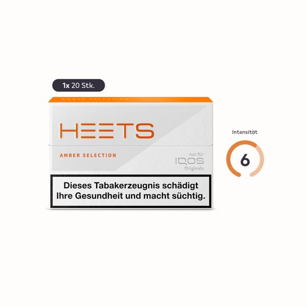 HEETS Tabaksticks Amber Selection IQOS Verpackung Intensität 6