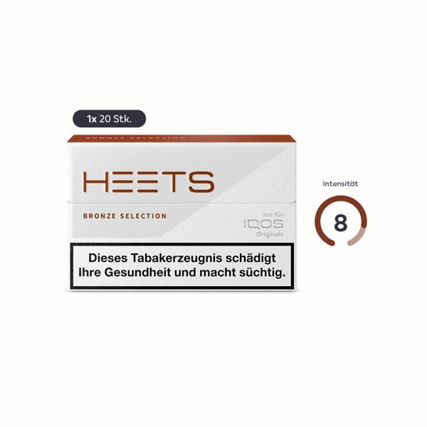 HEETS Tabaksticks Bronze Selection IQOS Verpackung Intensität 8