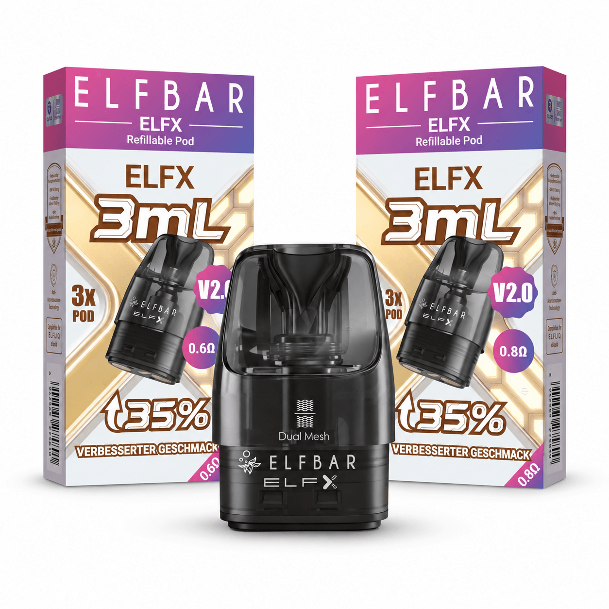 Elfbar ELFX V2.0 Dual Mesh Pods 3 ml – 3 Stück