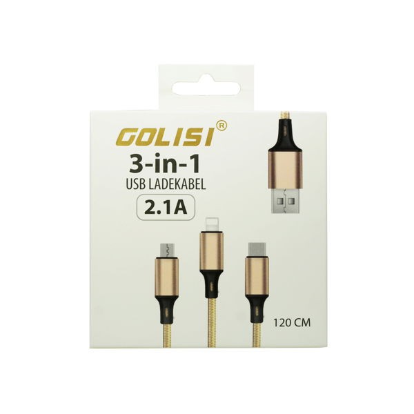 Golisi 3 in 1 Ladekabel - Lightning, USB, USB-C