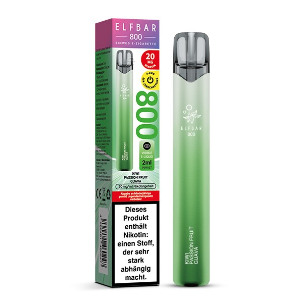 Elf Bar 800 Vape Einweg E-Zigarette Kiwi Passion Fruit Gava Verpackung