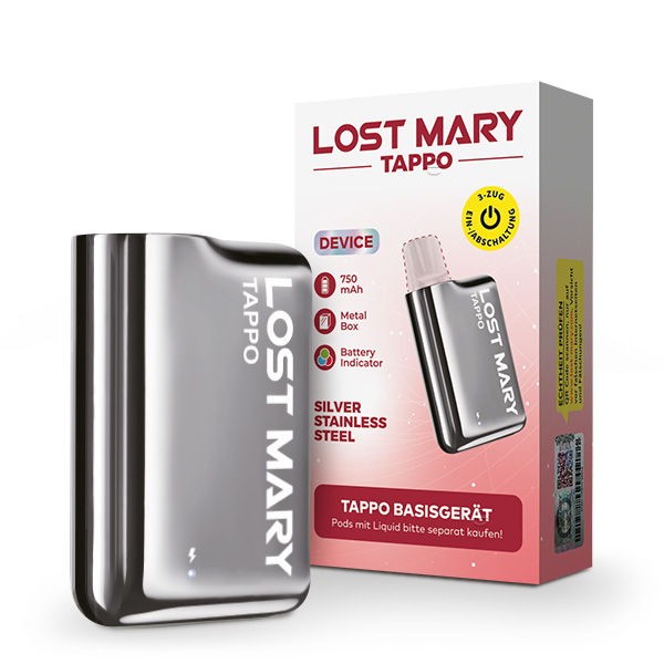 Lost Mary Tappo Pod Device E-Zigarette Akkuträger Silver Verpackung